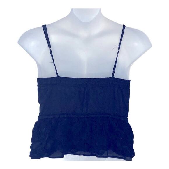 Abercrombie & Fitch Blue Tie Waist Button Up Ruffle Crochet Tank Jr Size Large - Picture 5 of 16